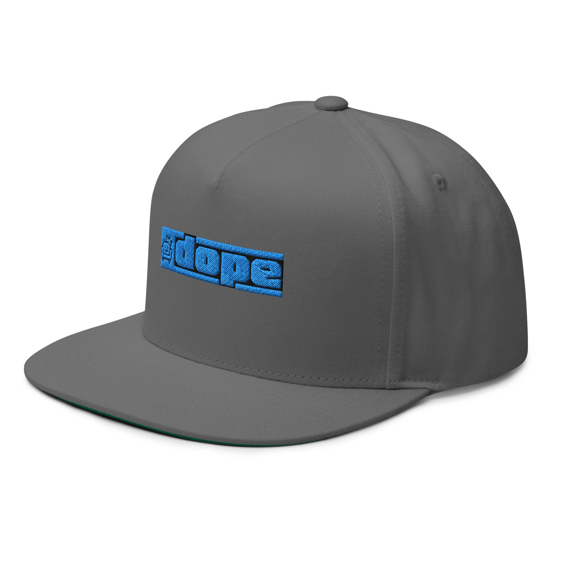Gray Flat Brimmed Hat Blue Logo product image (2)