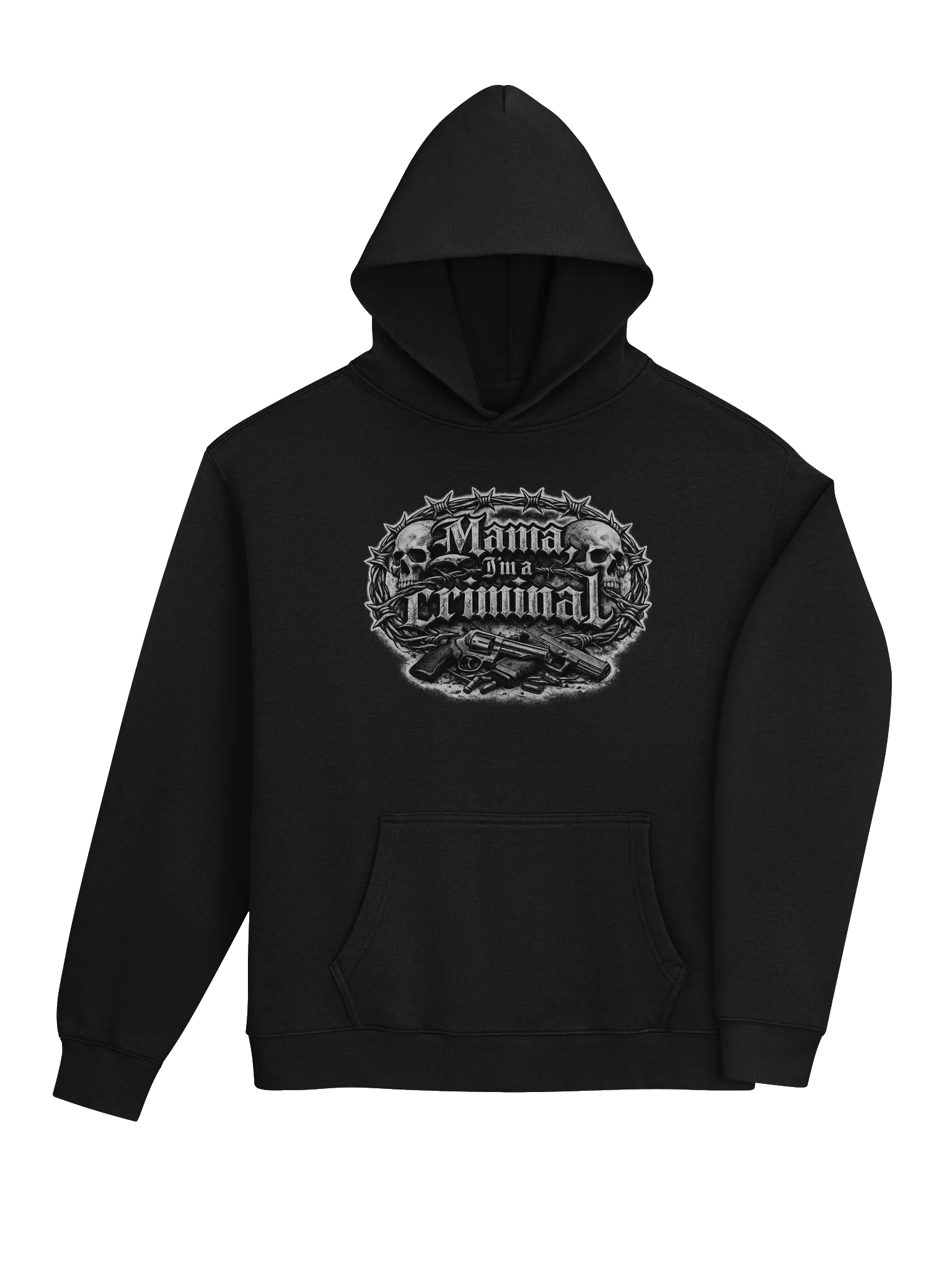 mama i'm a criminal premium hoodie black product image (4)