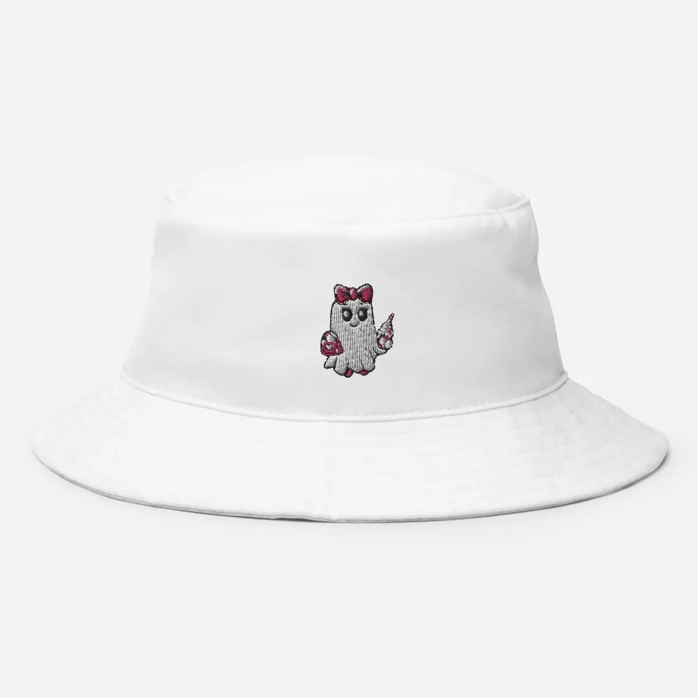 Cute Ghost Embroidered Cotton Bucket Hat product image (4)