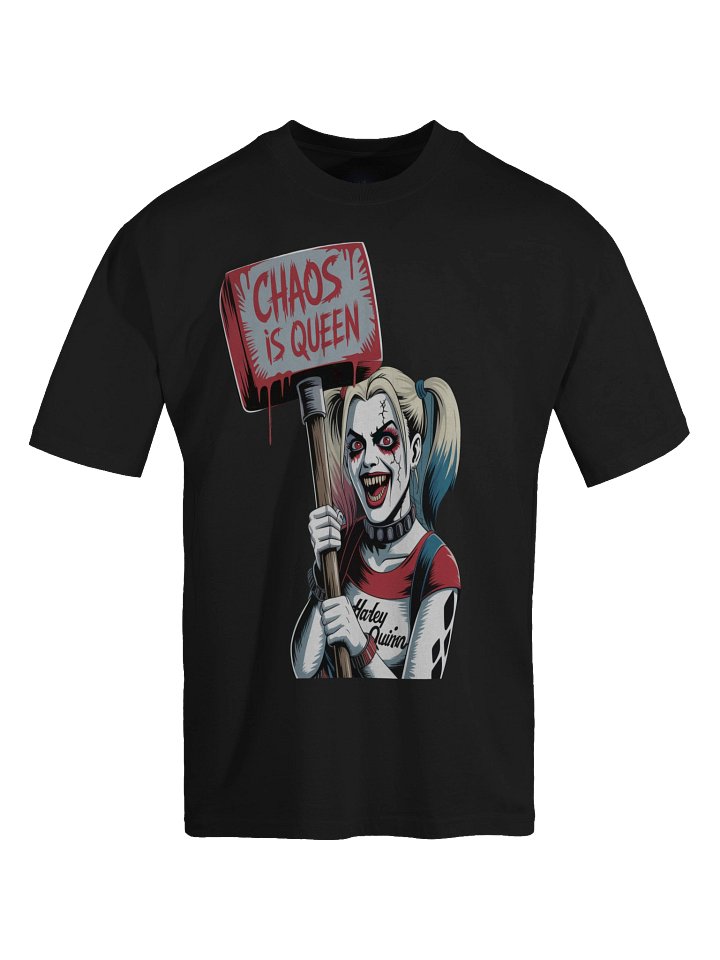 Harley Quinn 'Chaos is Queen' Protest Mallet Oversized Faded T-Shirt product image (1)