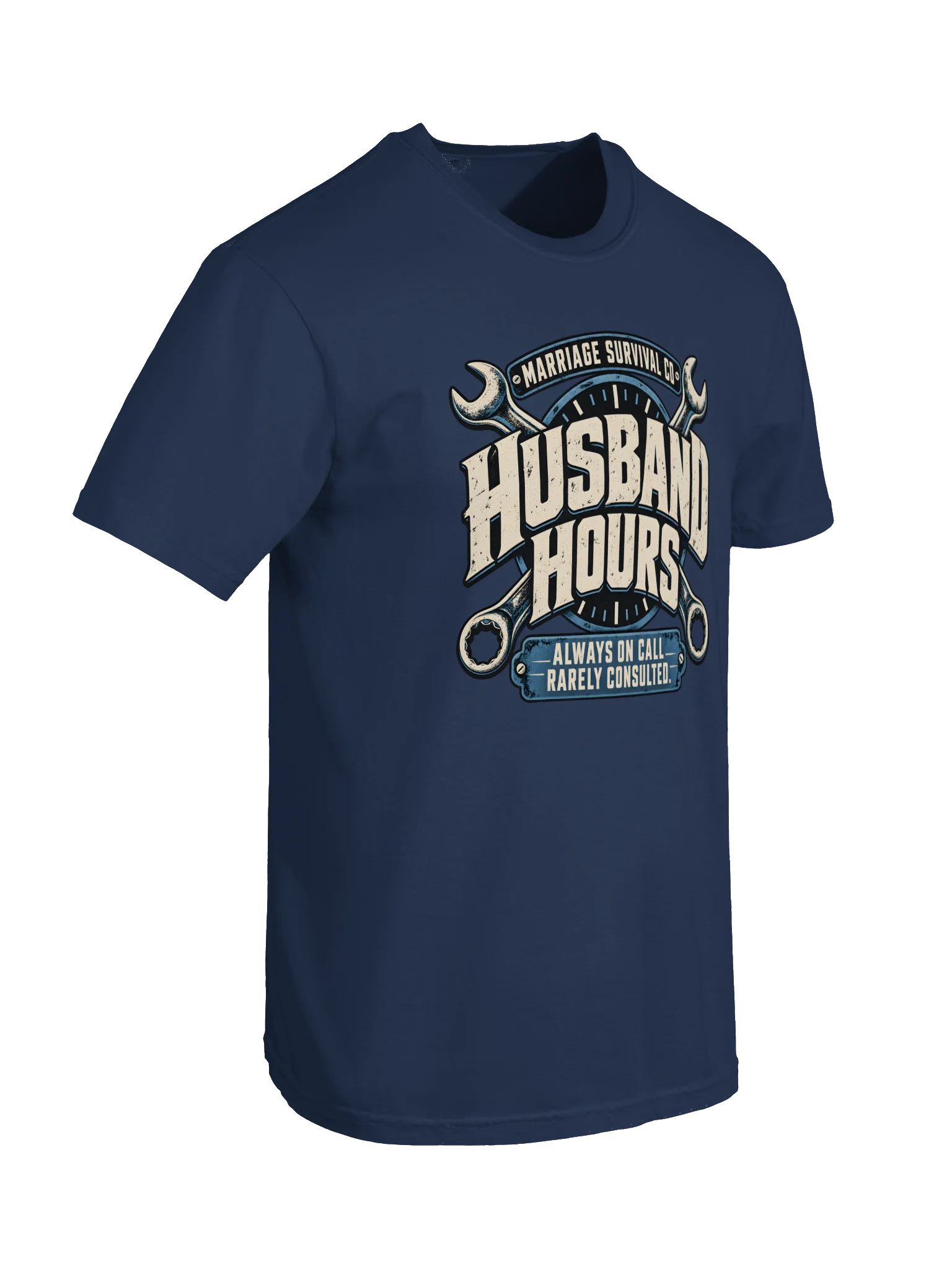 Husband Hours T-Shirt — Always On Call, Rarely Consulted | True Navy product image (10)