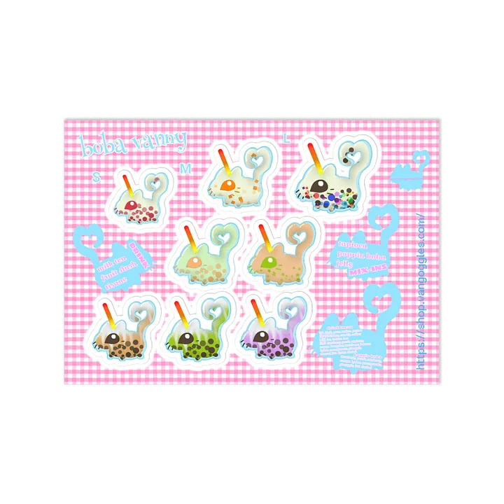 boba vanny menu bubble tea vannies sticker sheet product image (1)