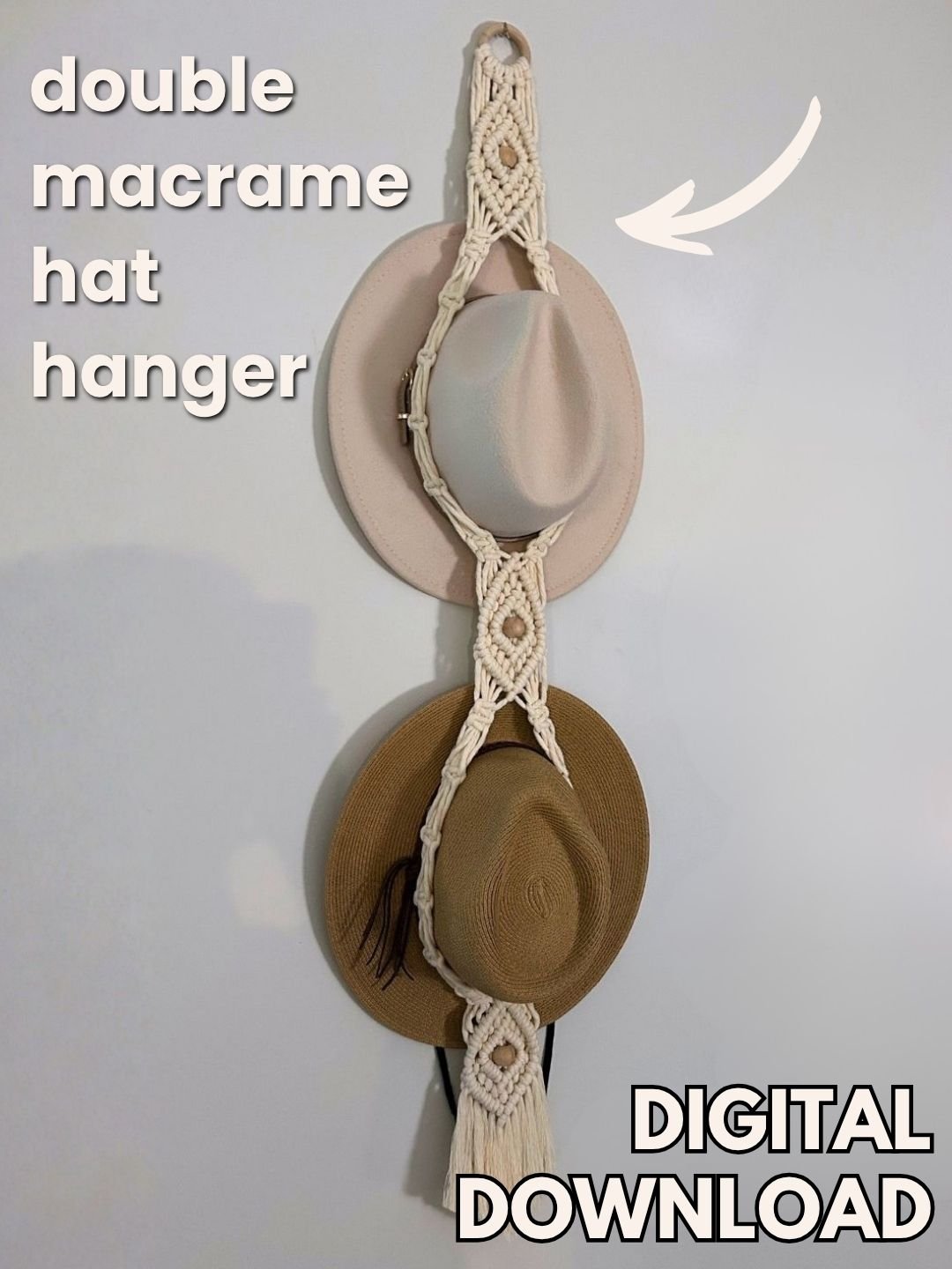 Double Macrame Hat Hanger (Digital PDF Pattern) product image (1)