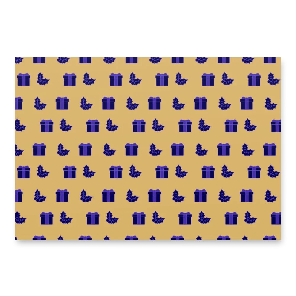 Elegant Holiday Wrapping Paper Set (3 Sheets) - Gold & Navy Christmas Icons product image (2)