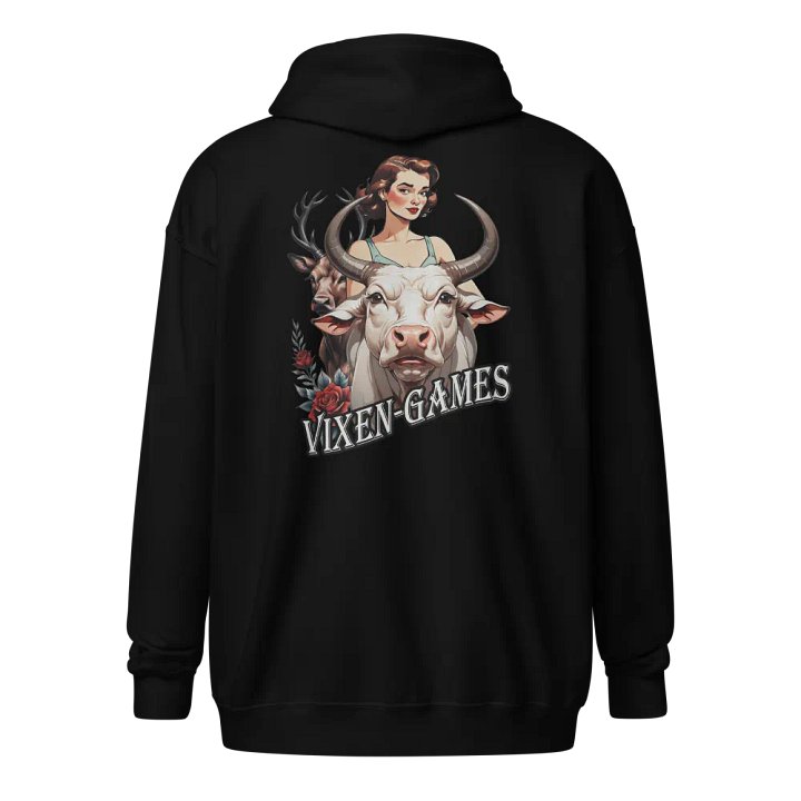 Vixen Games Bull and Stag with roses Zip Up Hoodie product image (1)