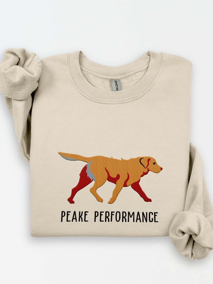 Peake Performance Sweatshirt (Embroidered) of a Chesapeake Bay Retriever(Tan) product image (1)