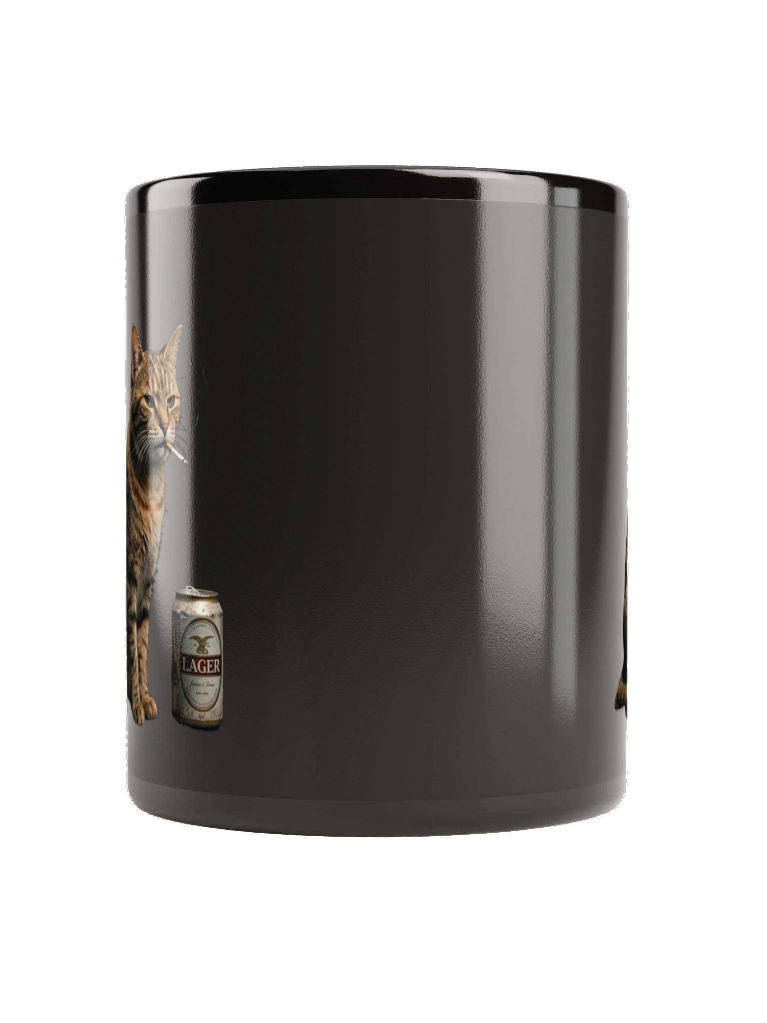 Grumpy Cat Smoking Mug – Funny Tough Tabby Cat with Beer Black Coffee Mug, Sarcastic Gift for Cat Lovers product image (4)