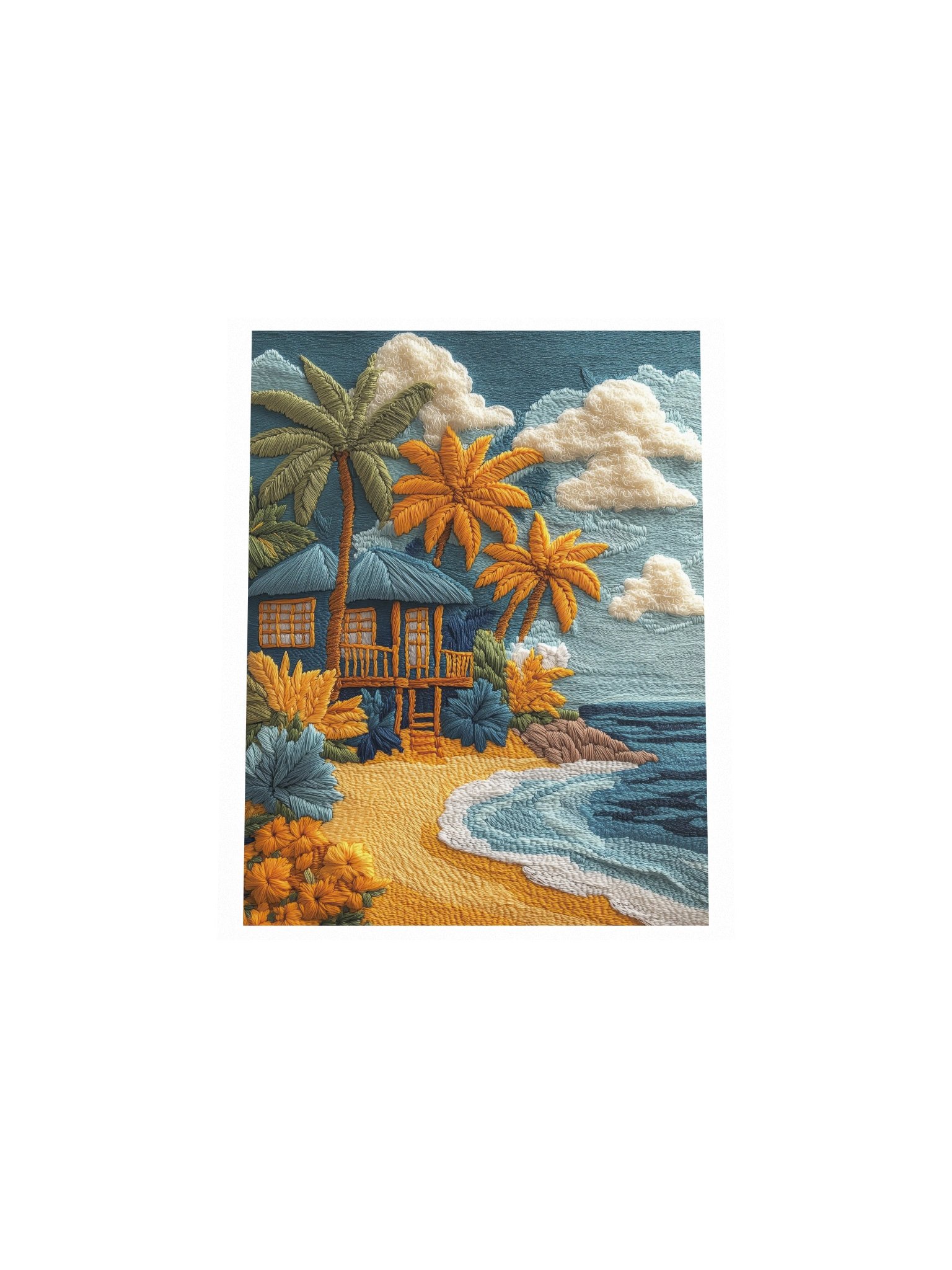 Somewhere Tropical | Embroidery-Style Wall Art — Unframed Print product image (4)