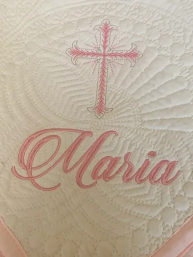 Personalized Girl Baby Baptism Blanket – Embroidered Cotton Christening Quilt | Custom Baby Name Keepsake Gift product image (1)