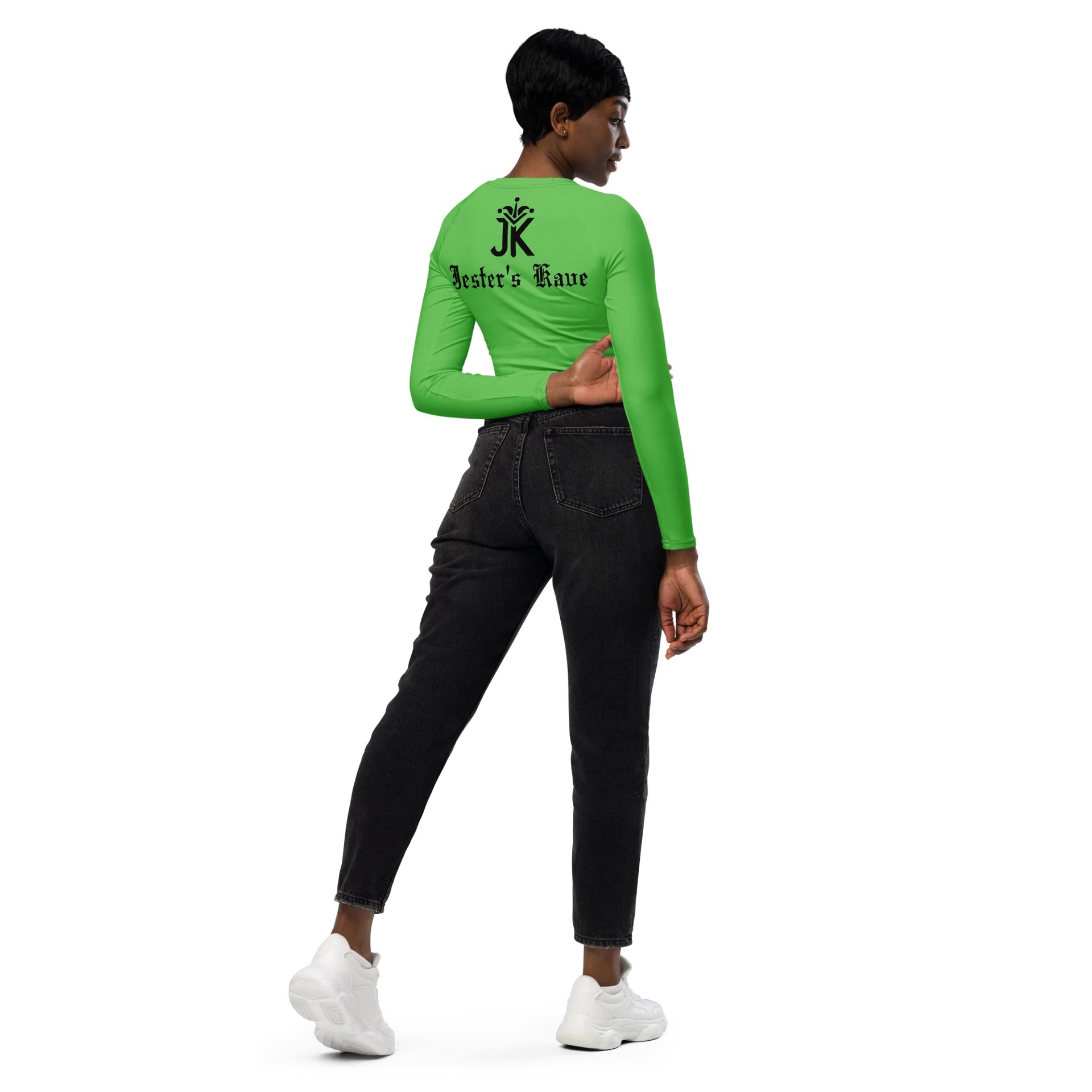 Shape Shenanigans Green Long Sleeve Crop Top product image (7)