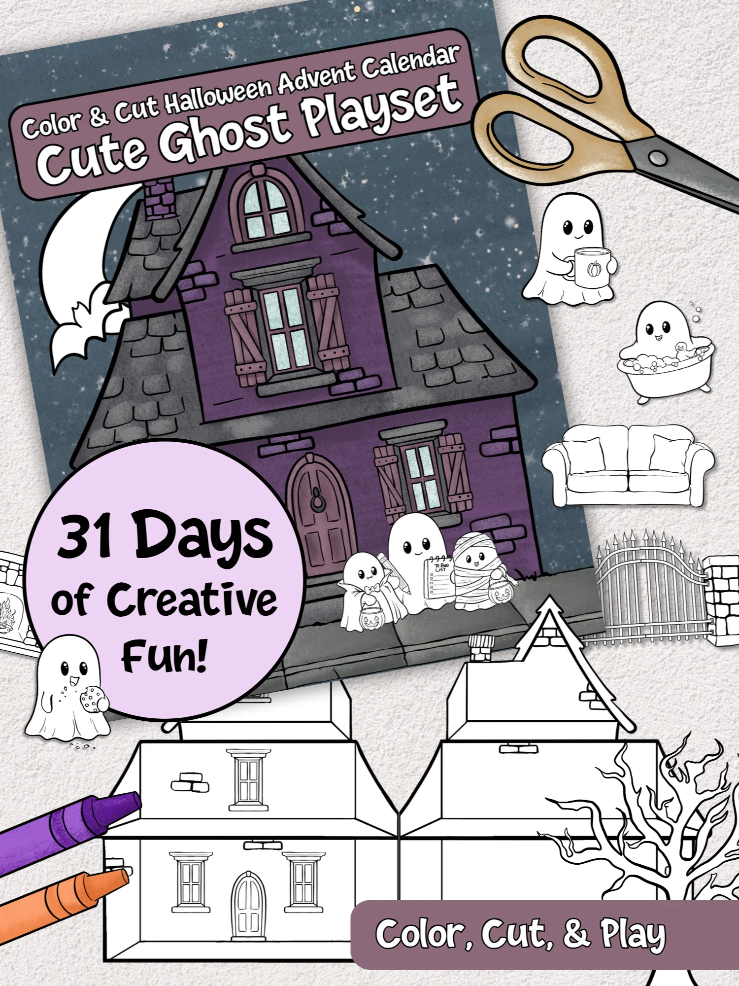 Cute Ghost Mansion Halloween Advent Calendar product image (1)