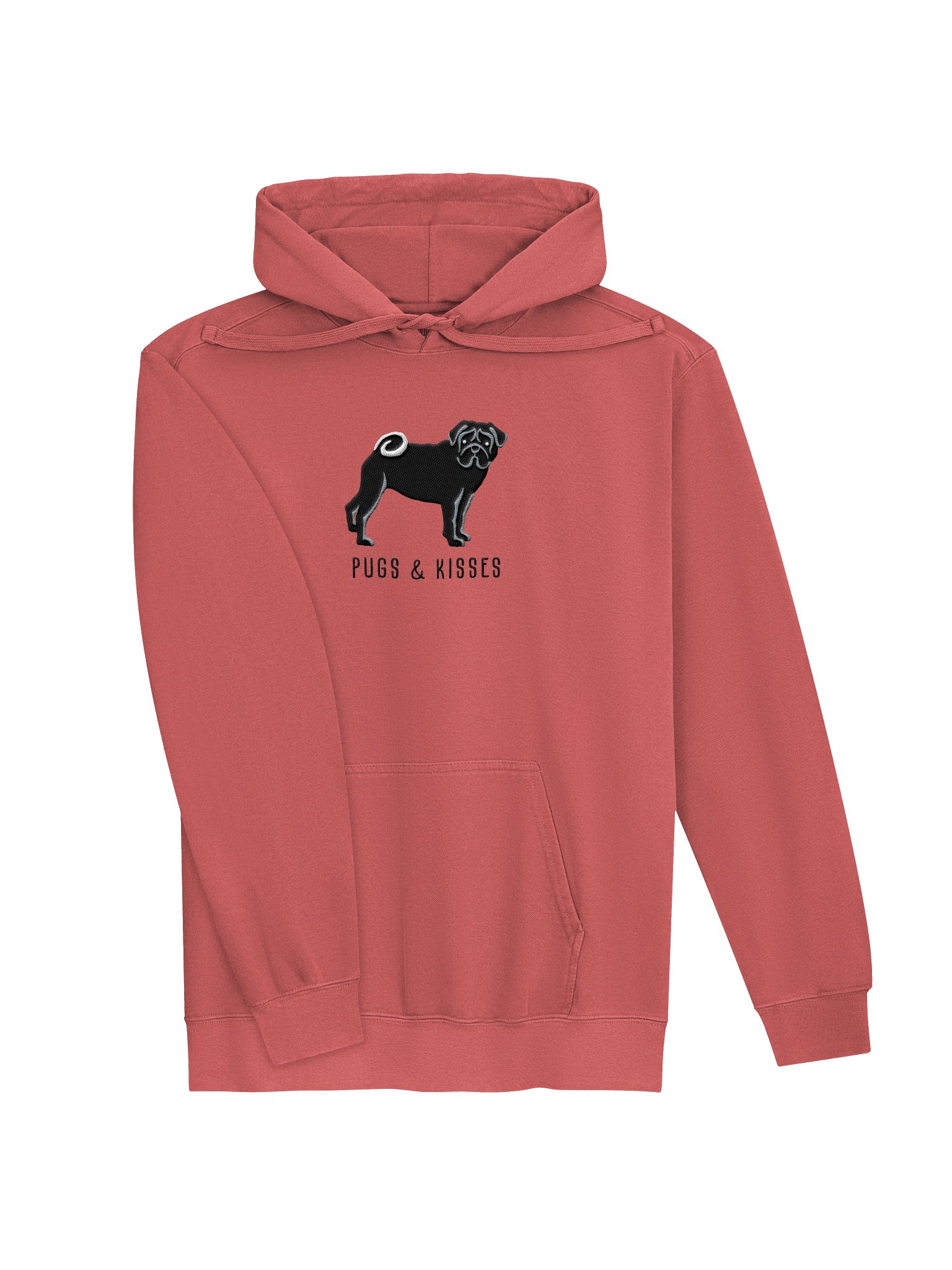 Pugs and Kisses Premium Hoodie (Embroidered) of a Pug(Black) product image (7)