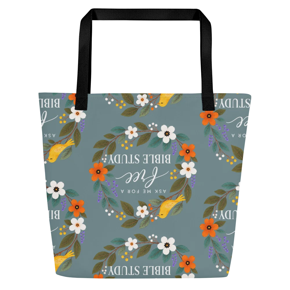 Ask Me for a Free Bible Study Floral Tote Bag – Ministry Gift product image (2)
