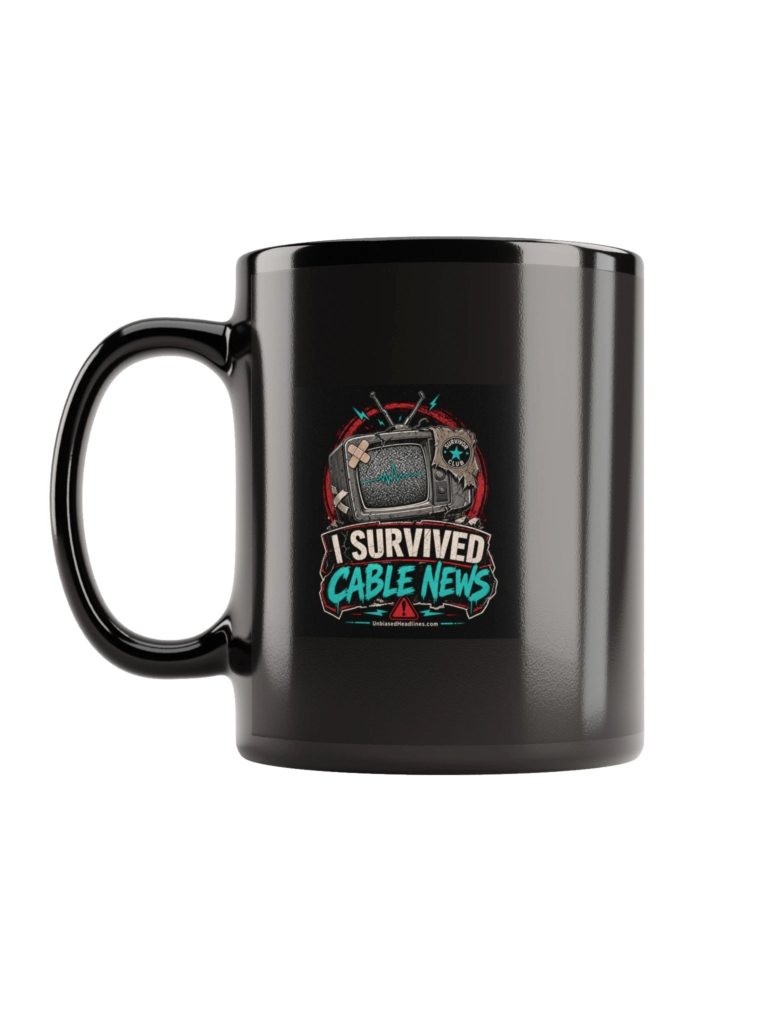 I Survived Cable News Black Mug product image (7)