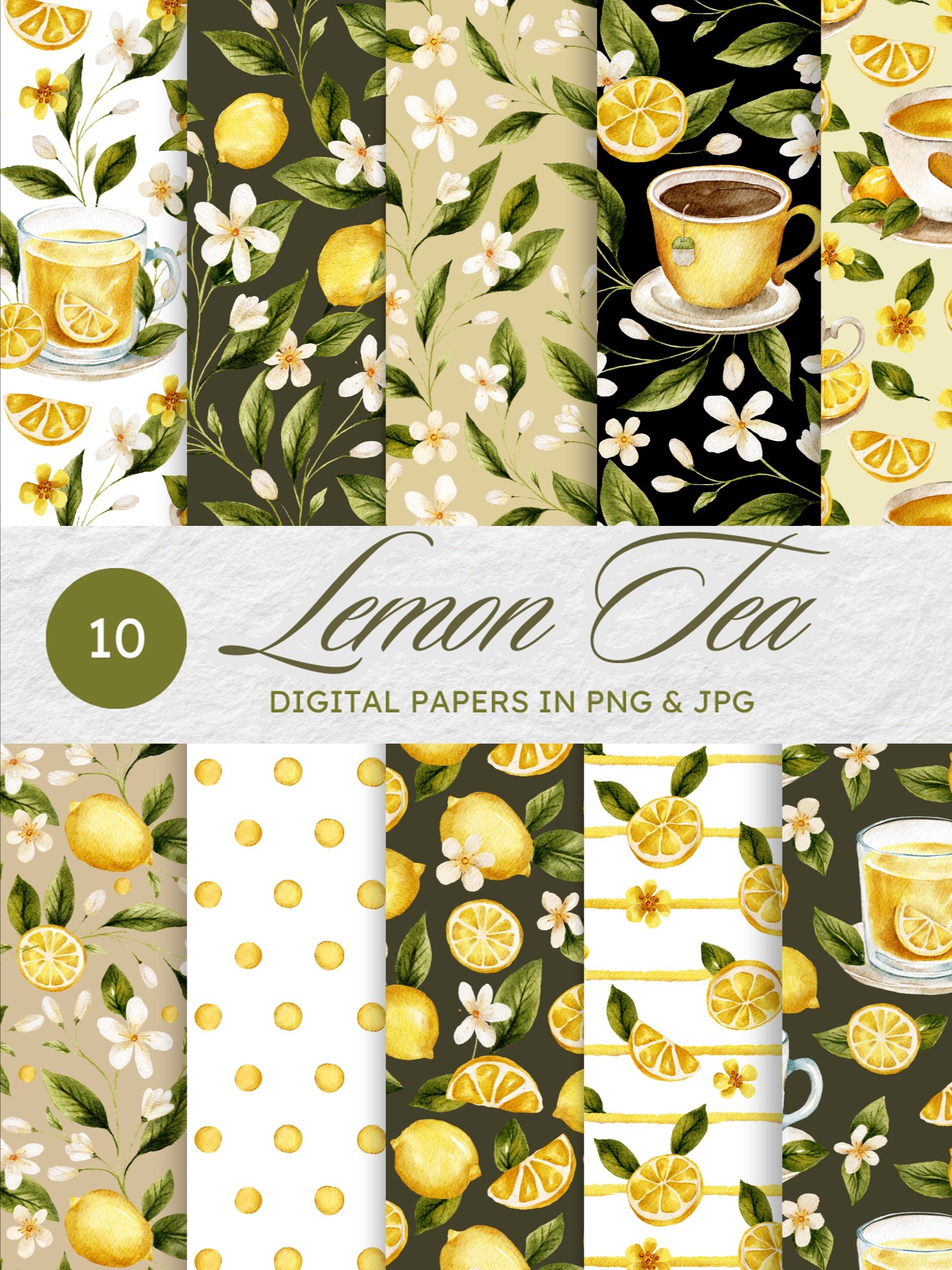 Lemon Tea Seamless Patterns product image (1)