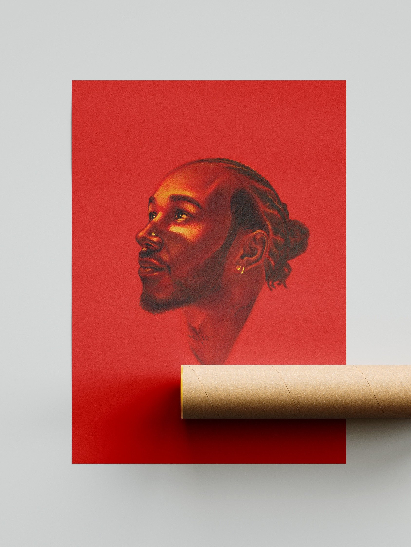 Hand-drawn Red Lewis Hamilton - A3 Print product image (4)