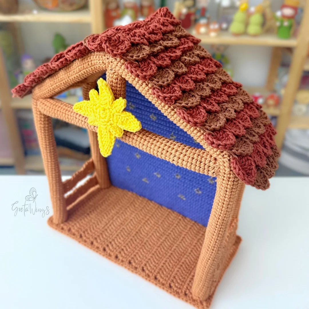 Casita Pesebre Nacimiento de Crochet Amigurumi Hecho a Mano (Incluye Estrella) product image (2)