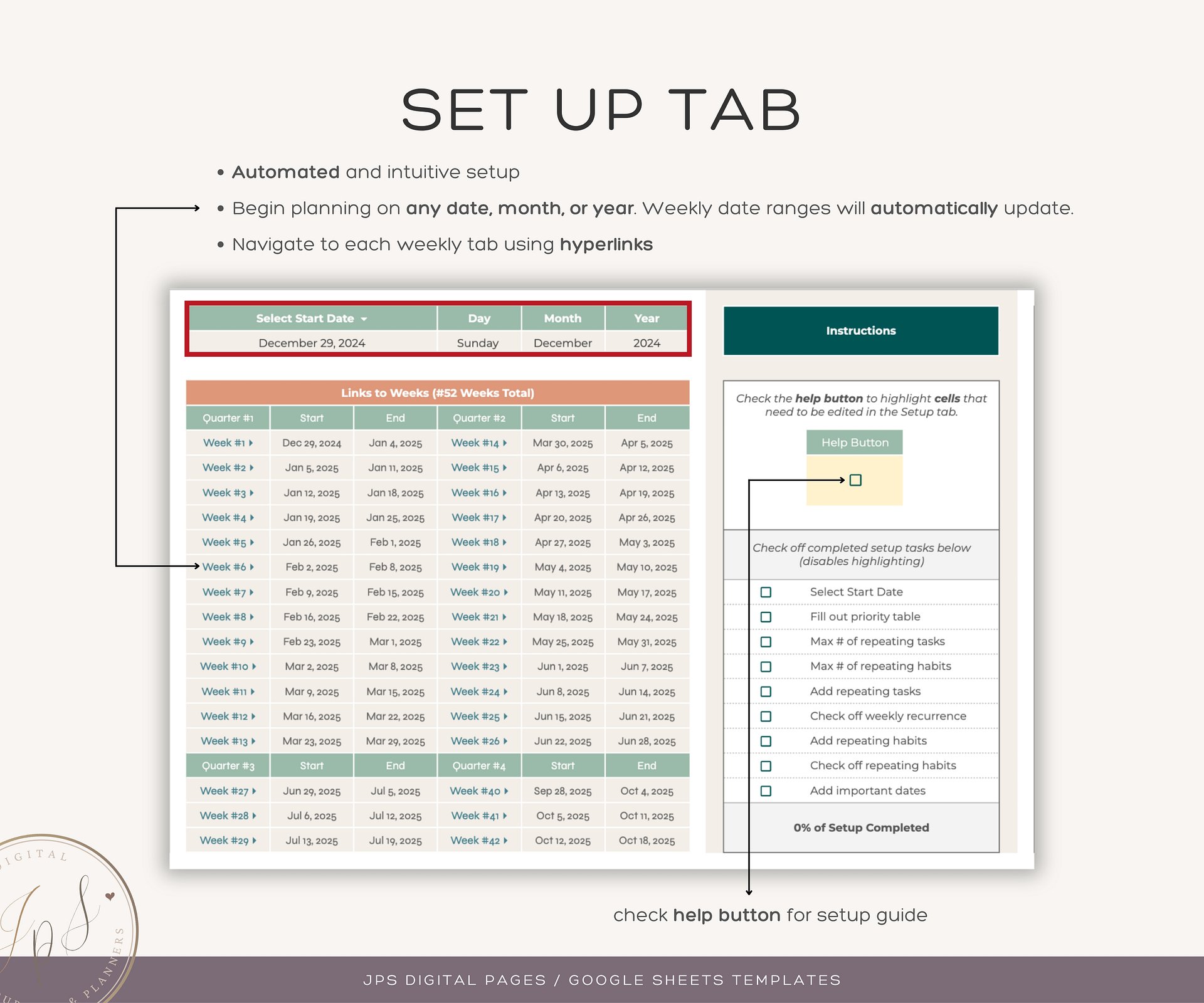 Recurring Task Manager, Google Sheets Template, Dynamic Monthly Calendar product image (3)