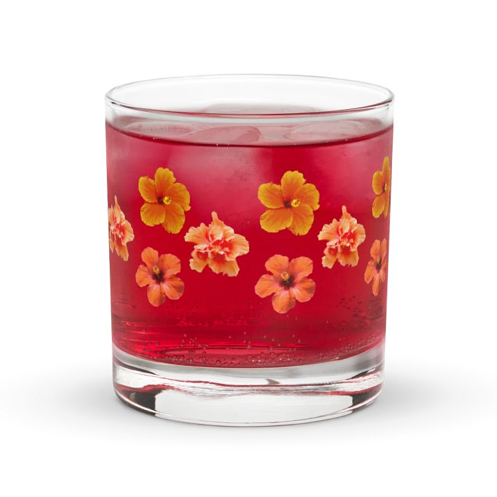 Orange Hibiscus Rocks Glass product image (1)
