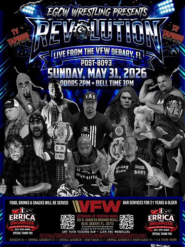 EGCW Nation.... Who is coming to EGCW Wrestling Presents Revolution TV Tapings  on Sunday May 31st at the debary VFW 8093 ? T...