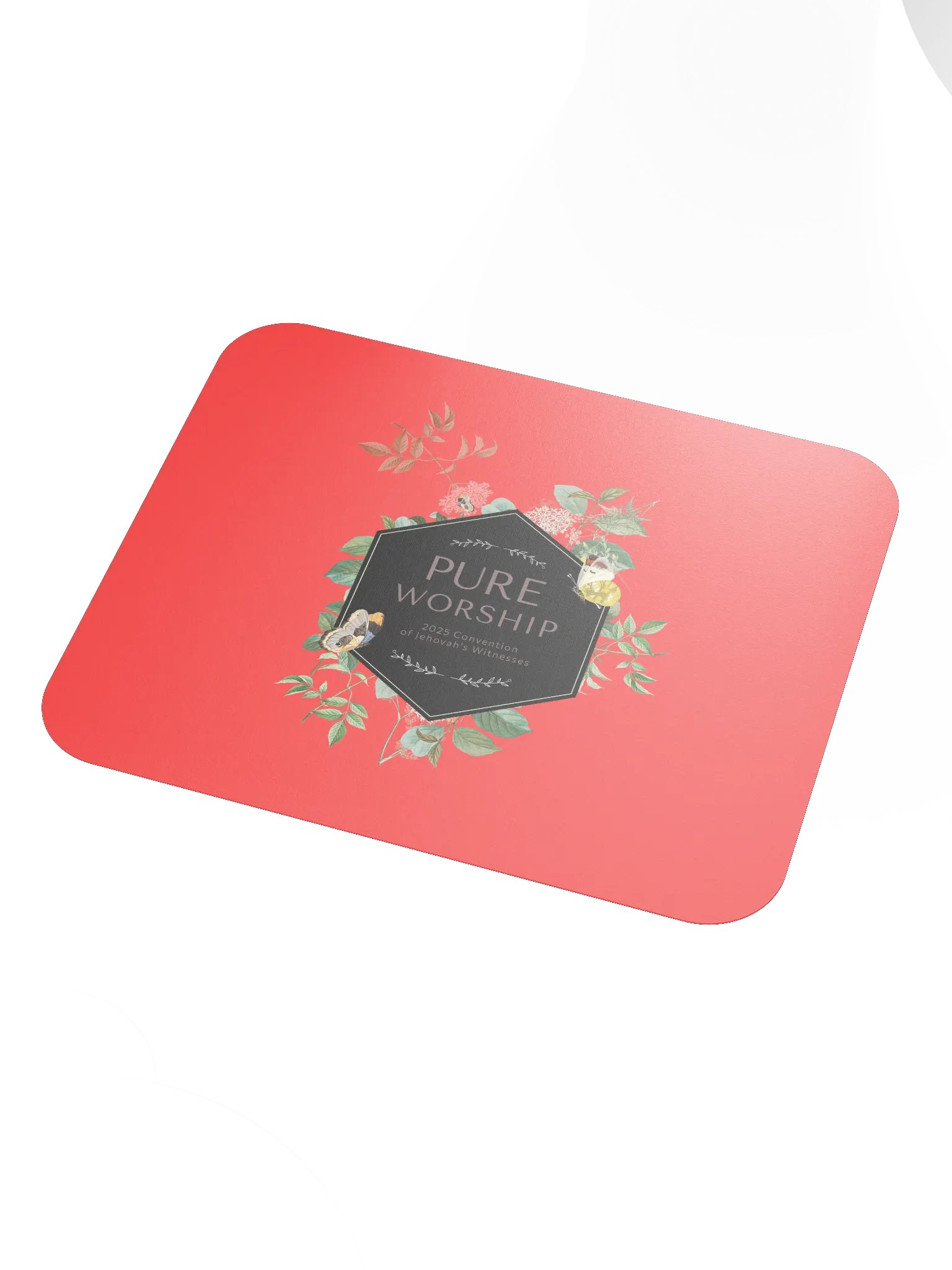 "Pure Worship" 2025 Convention | Coral Red Botanical Mouse Pad product image (3)