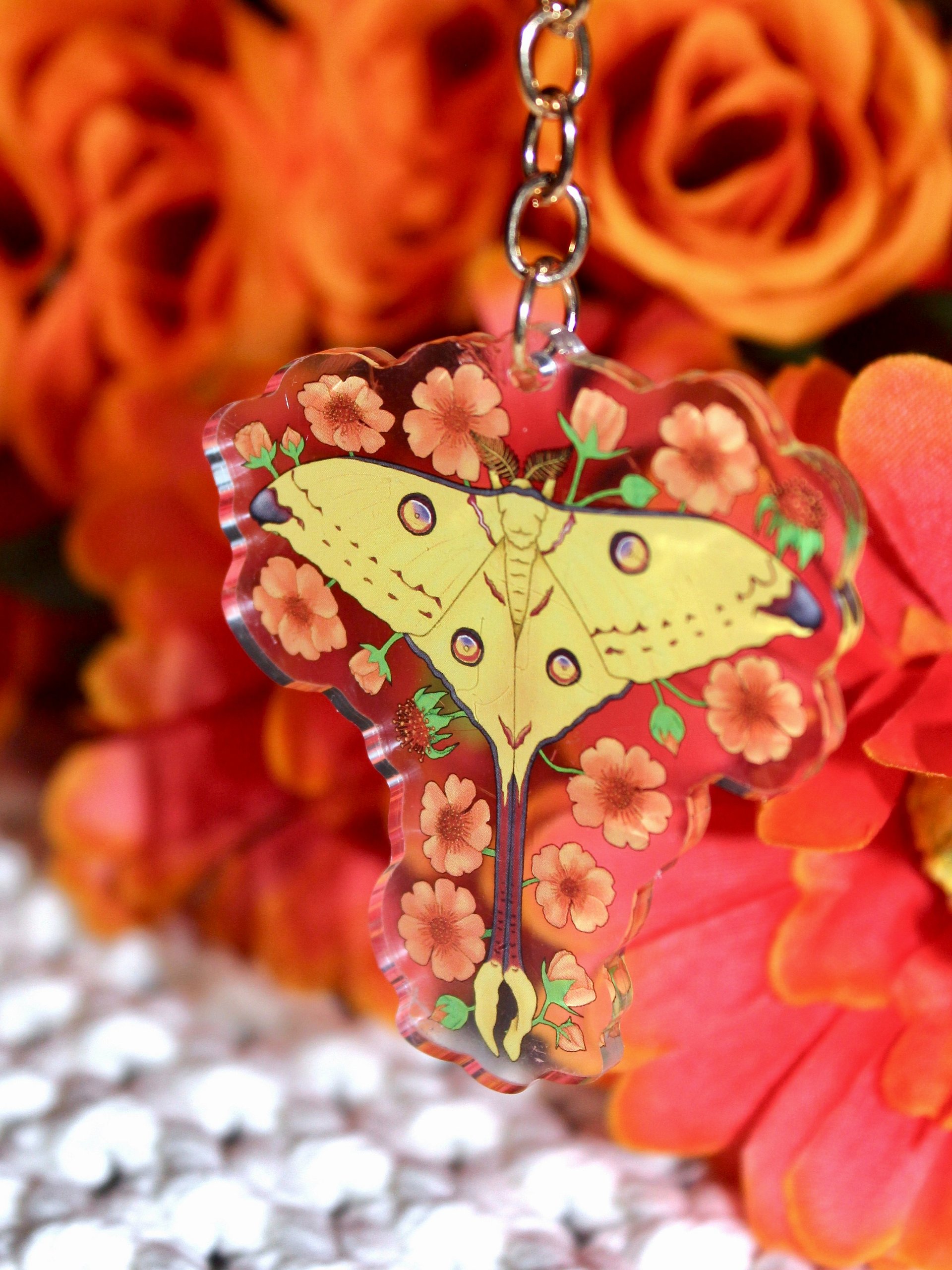 Floral Comet Moth Acrylic Keychain product image (3)