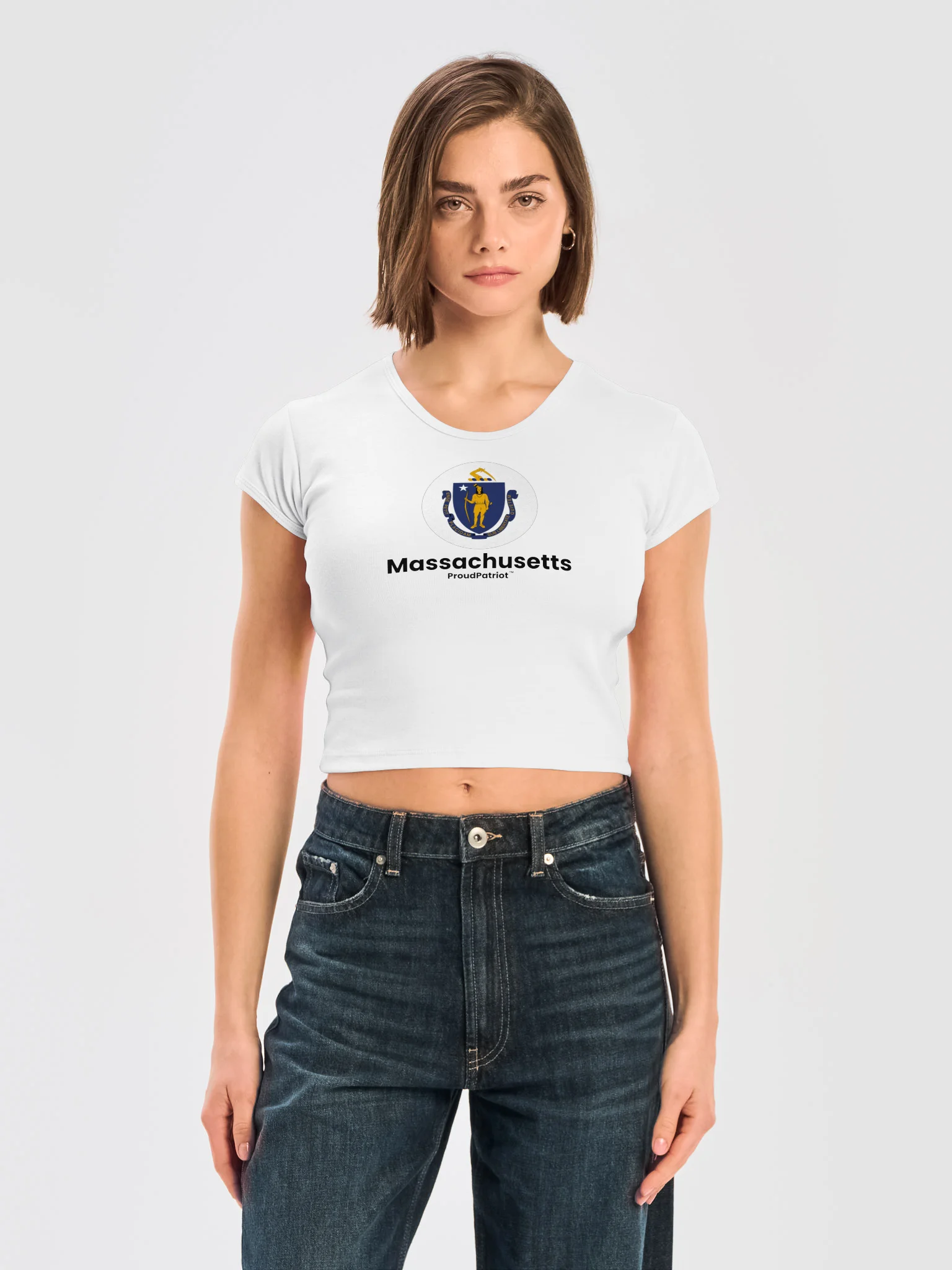 Massachusetts Women's Ribbed Baby Tee Crop Top product image (1)