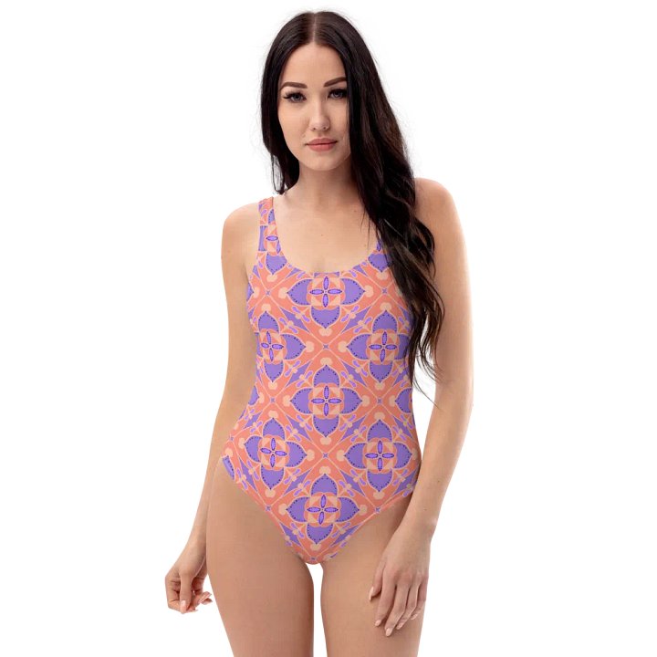 Pastel Orange and Mauve Pattern Swimsuit product image (1)