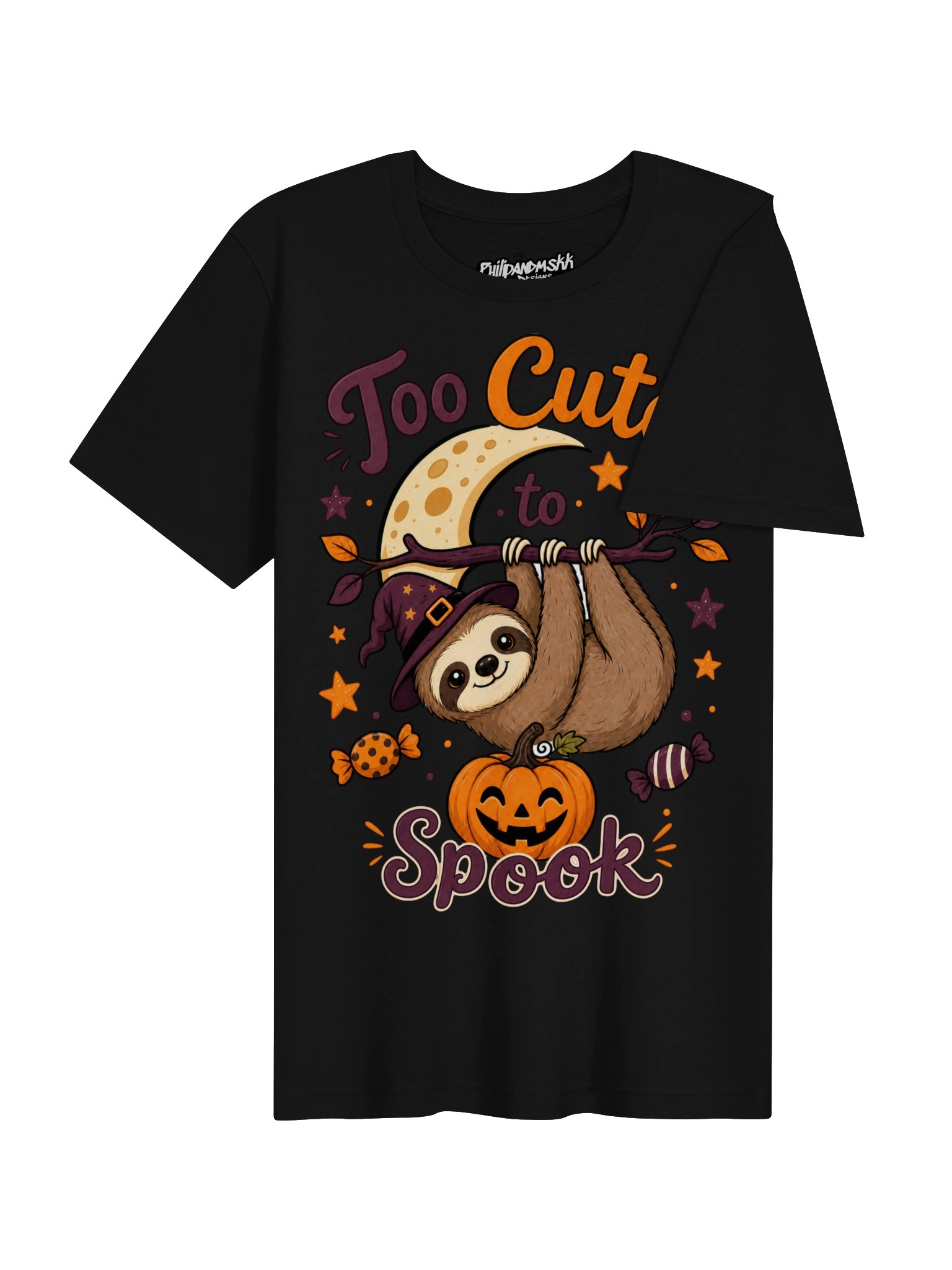Too Cute to Spook Sloth Halloween Tee product image (35)