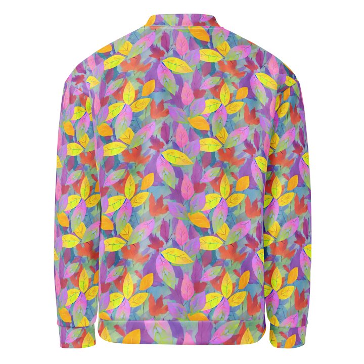Yellow Pink Leaves Bomber Jacket product image (2)