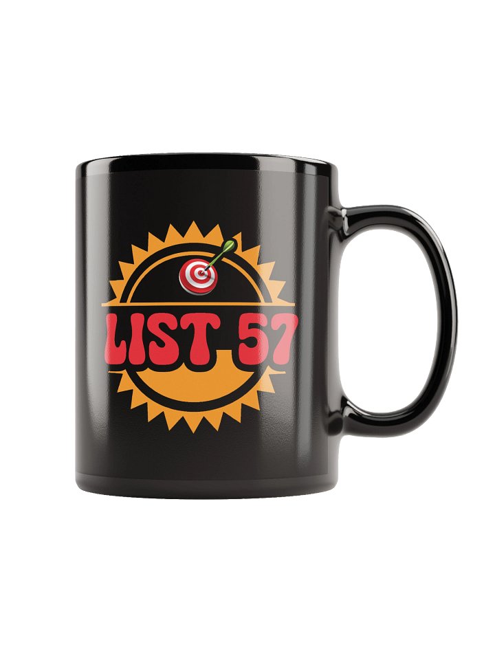 List 57 Black Mug Retro Sunburst Target Design Sports Number Graphic Printed Ceramic Coffee Cup Unisex Drinkware Vintage Style Kitchen Use product image (1)