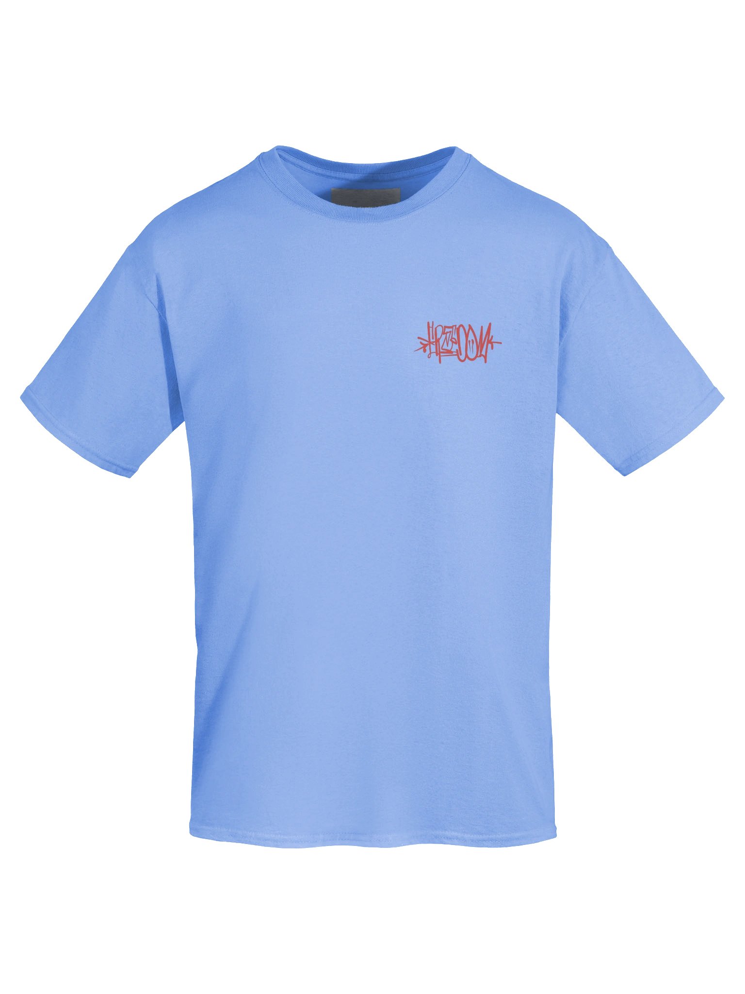 Hidenza Graffiti Tag Tee – Periwinkle Blue Oversized T-Shirt with Red Graffiti Chest Logo product image (5)