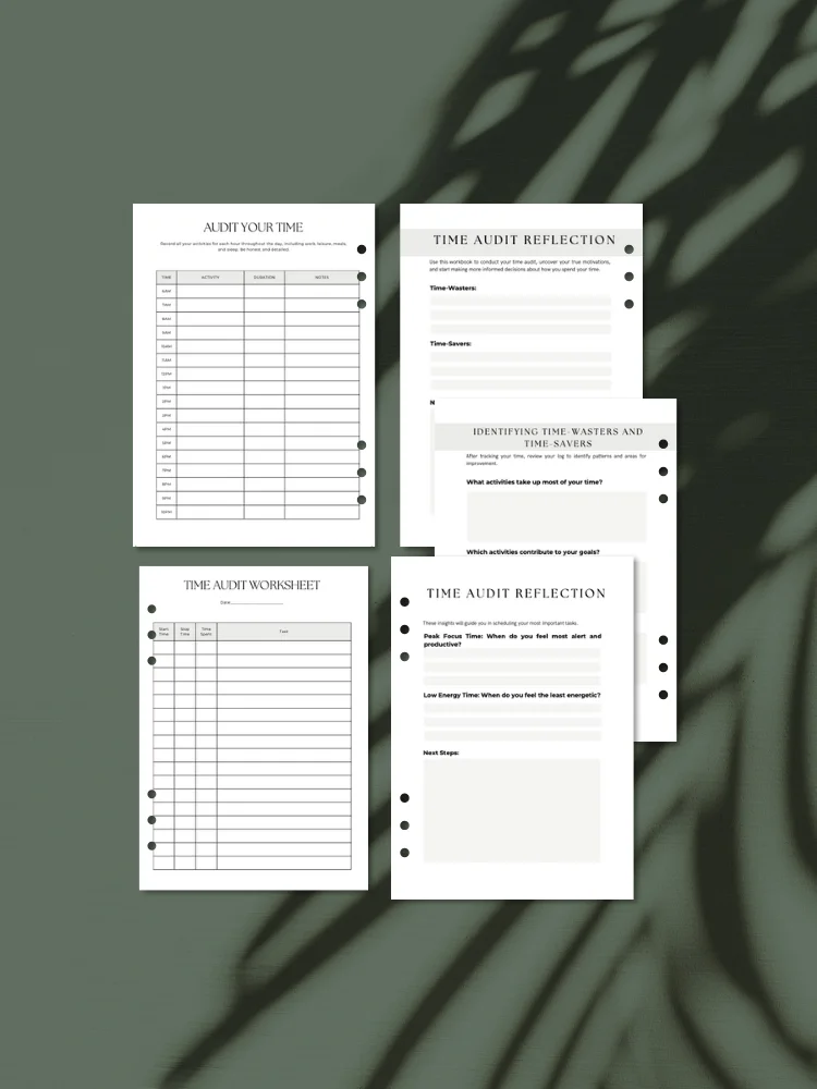 Time Audit Worksheets | A5 Productivity Printable product image (1)