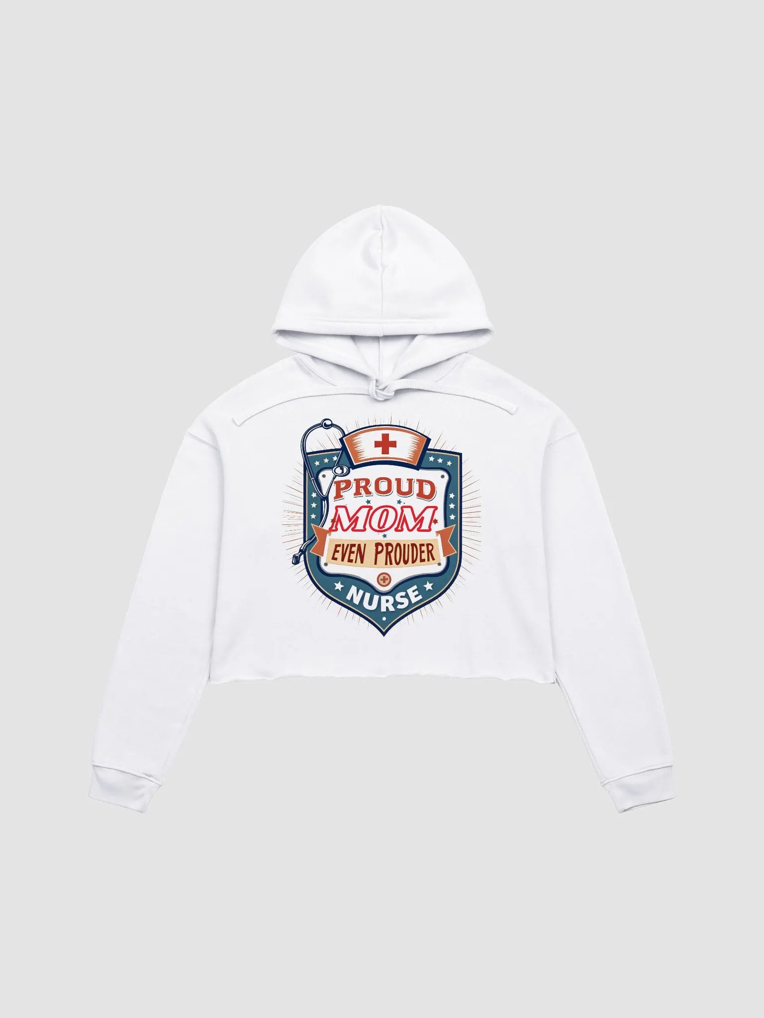 Proud Mom Nurse Emblem Crop Hoodie product image (4)