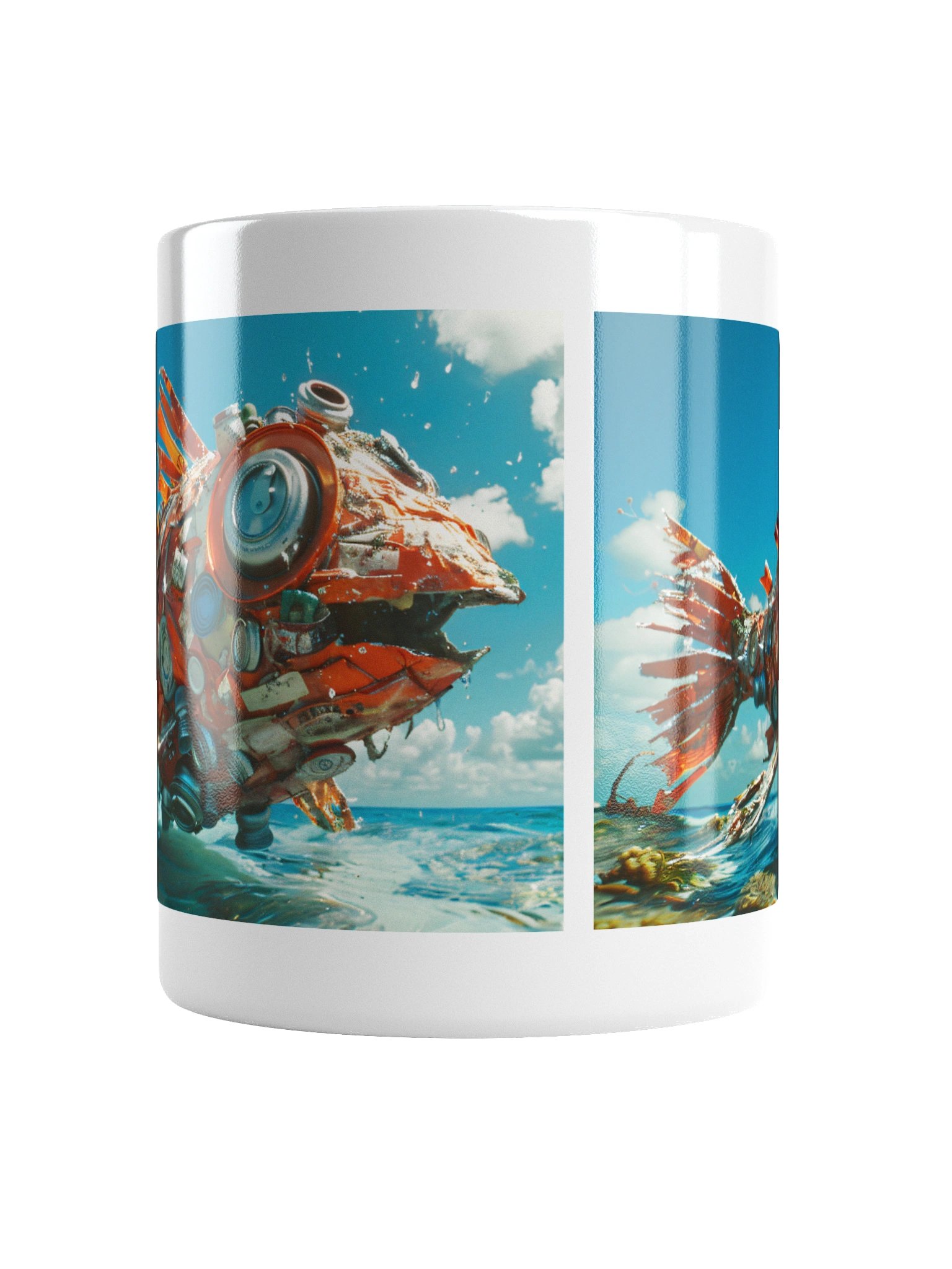 Surreal Marine Debris Ocean Pollution Fish Coffee Mug product image (6)