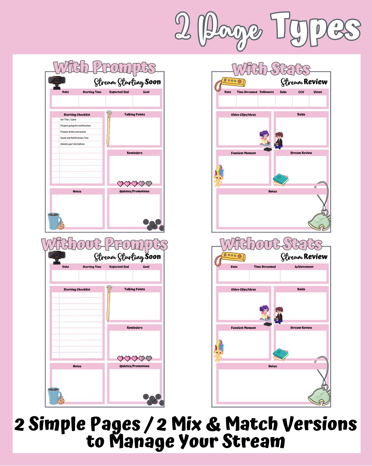 My Daily Stream Planner - Pink Edition | Cute & Functional Digital Download for Streamers product image (3)
