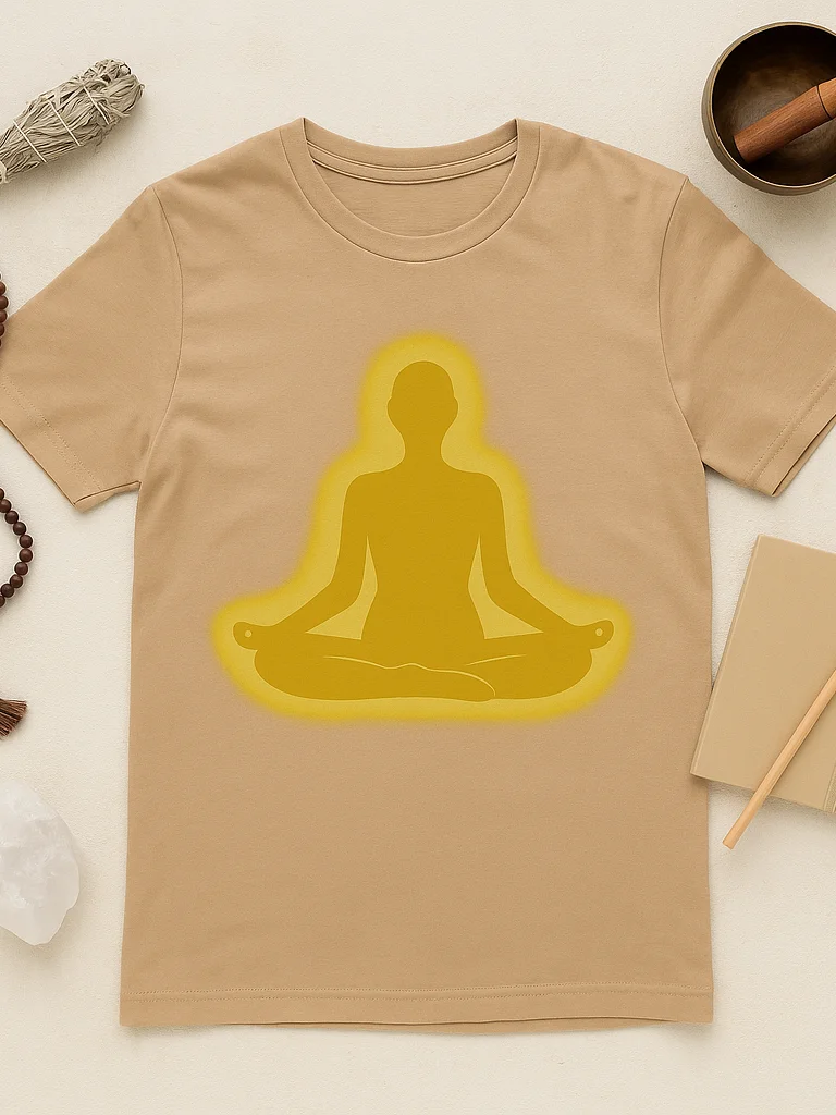 Peace in Practice – Golden Meditation Silhouette Tee | Sand product image (4)
