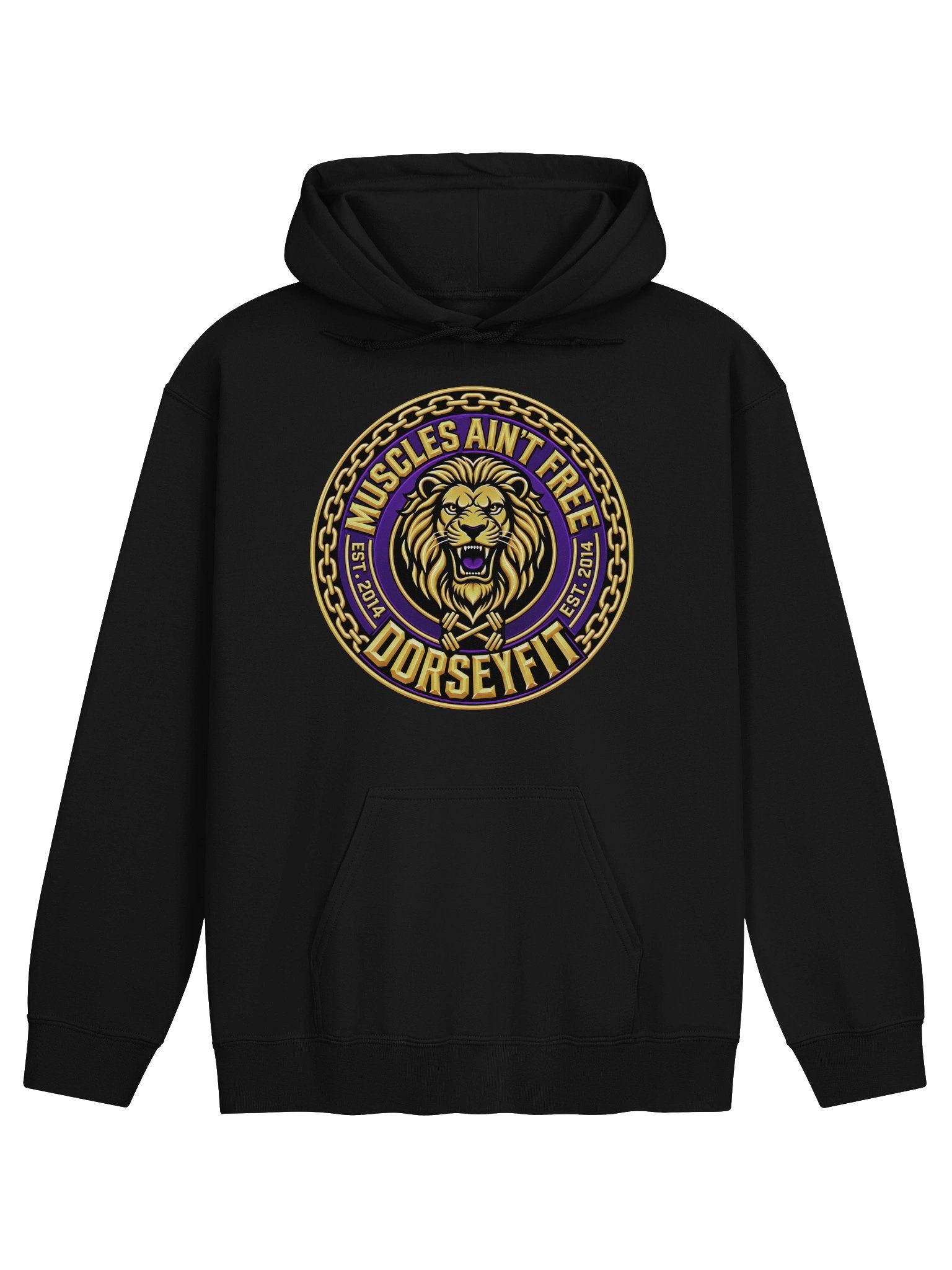 DorseyFit™ Lion Crest "Muscles Ain't Free" Heavy Blend Hoodie product image (2)
