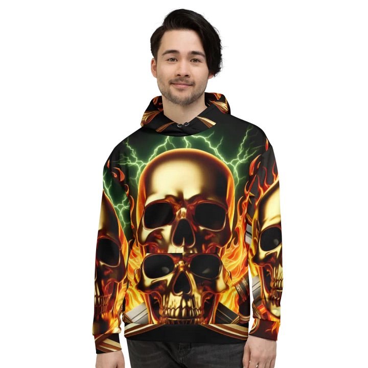 Flames and Lightning - Unisex Skull Hoodie #47 product image (2)