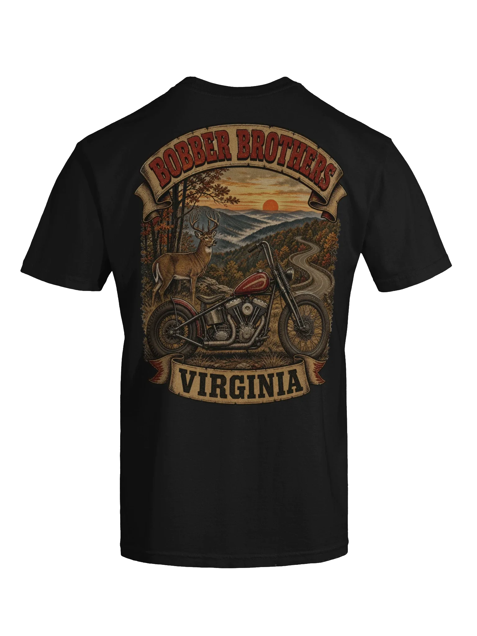 Virginia motorcycle t-shirt design by Bobber Brothers