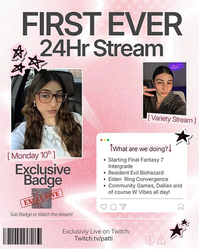 First Time Ever doing a 24Hr Stream! [Exclusive Badge] Don't Miss Out

-Lot's of Fun Vibes all day with a variety of games on...