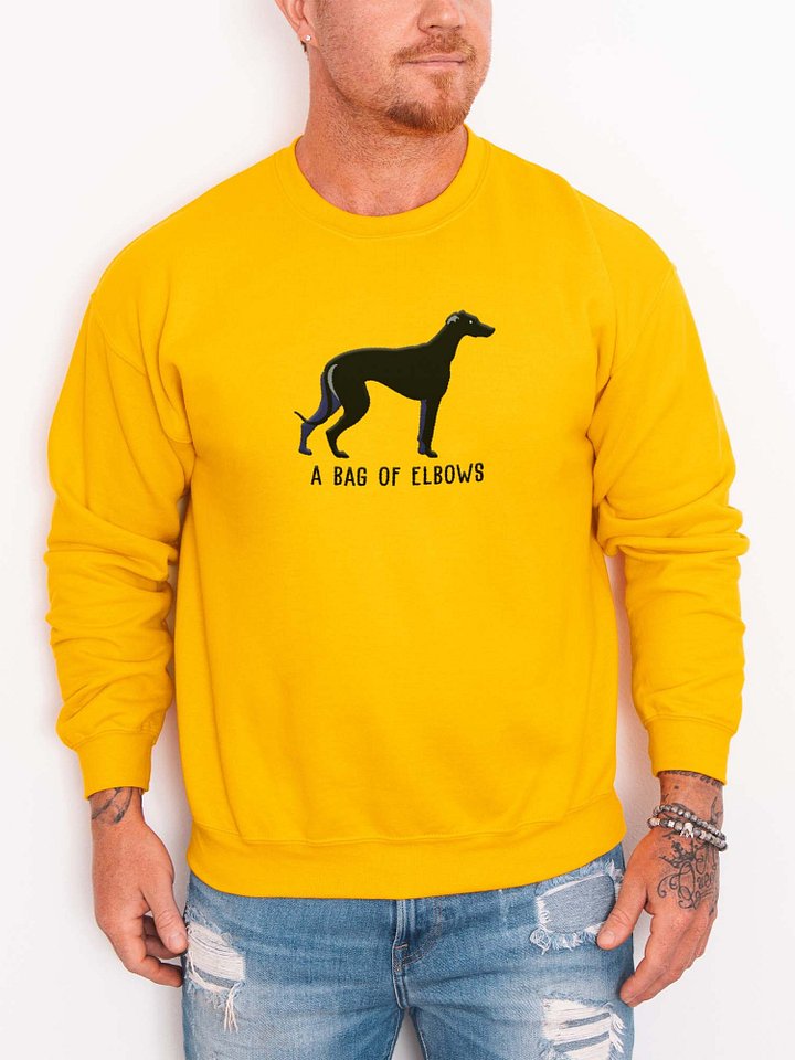 A Bag of Elbows Sweatshirt (Embroidered) of an English Greyhound(Black) product image (2)