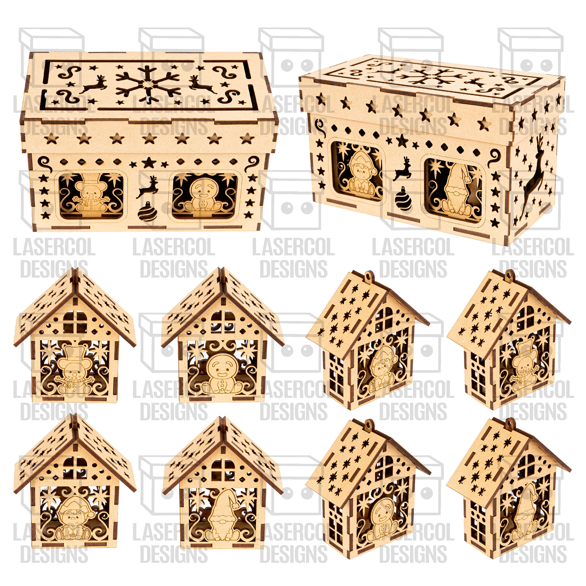 Christmas Characters Houses Ornaments Box Set 1 & Set 2 - Laser Cut Files product image (10)