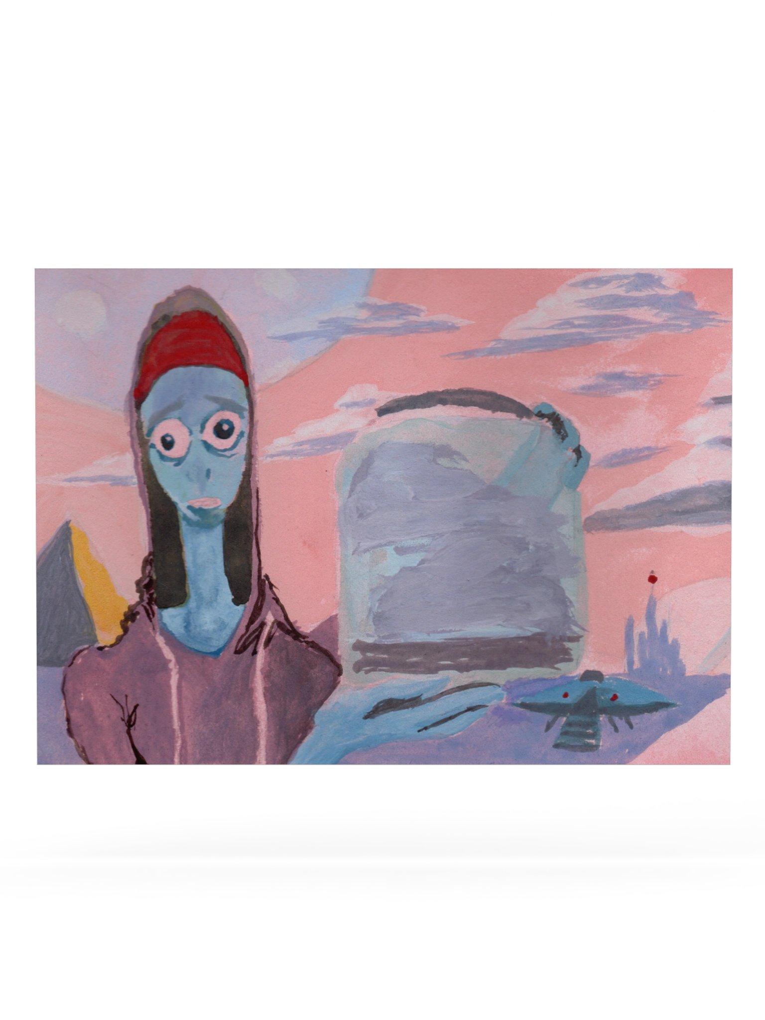 He sells clouds by the roadside so others' dreams won't die - Gouache Print product image (1)