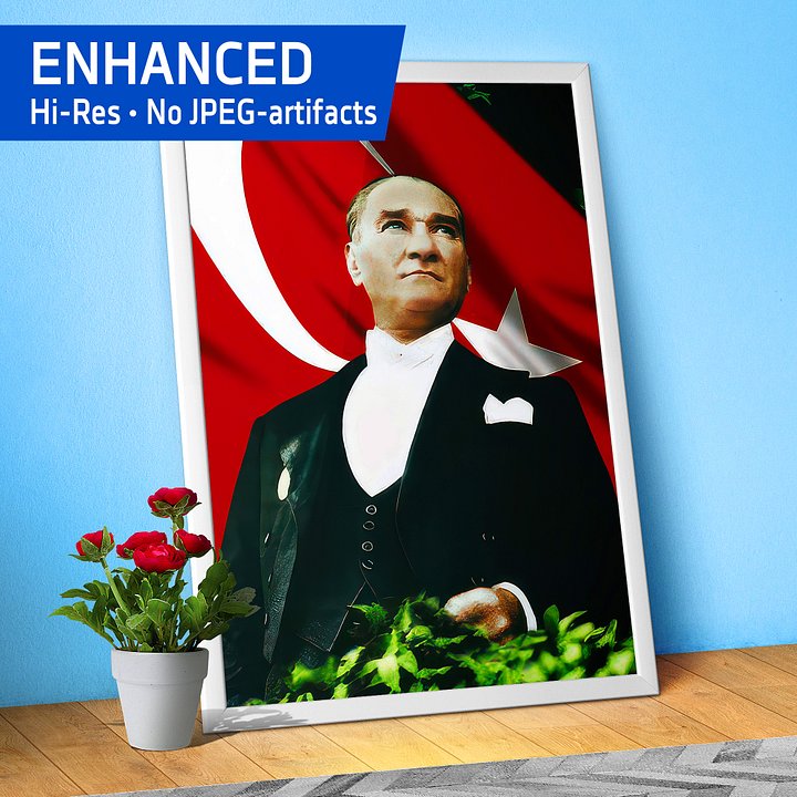 Mustafa Kemal Atatürk poster, Turkish Flag — Historical Turkish Leader art product image (1)