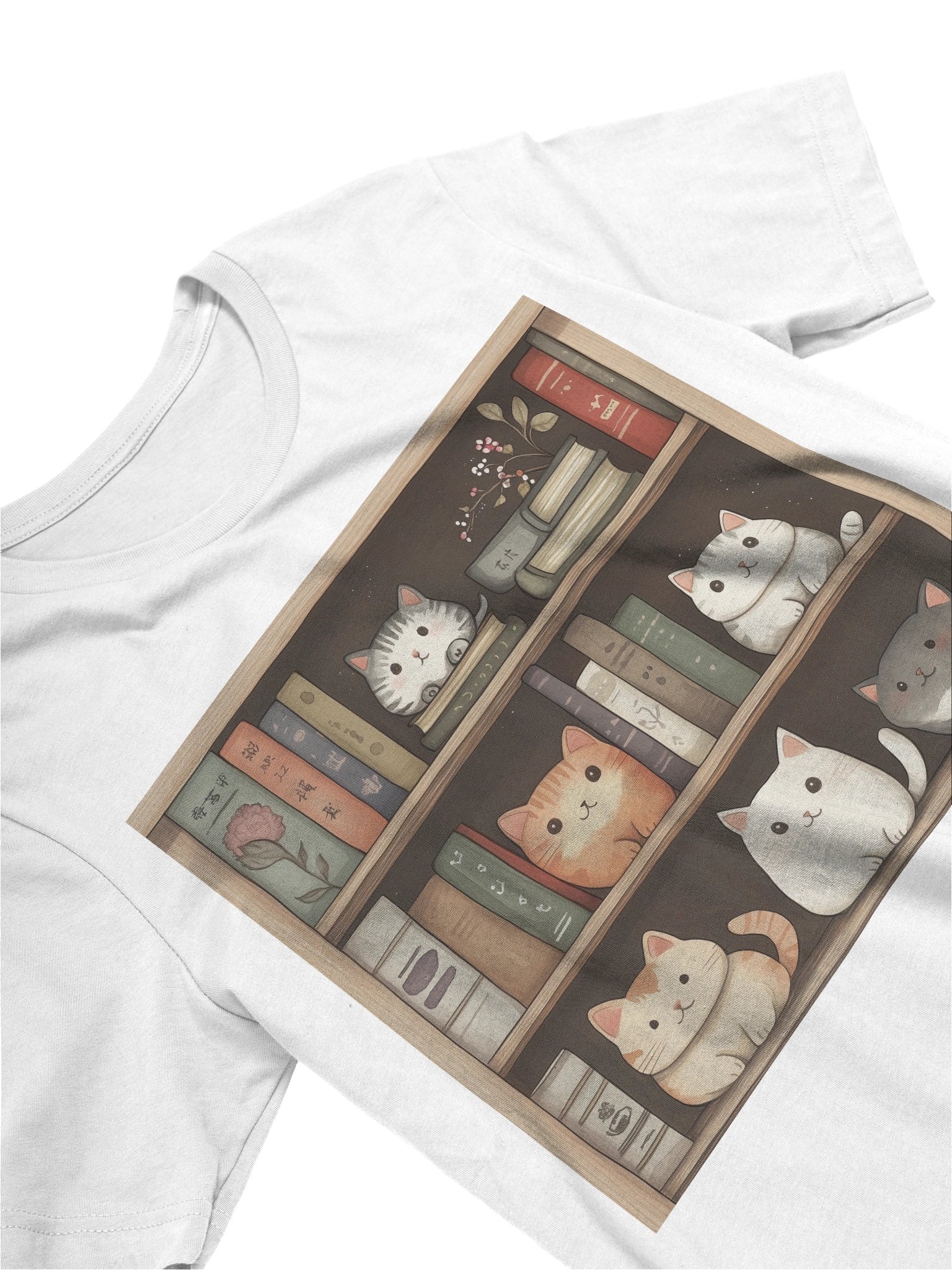 Cat Tales Bookshelf T-Shirt product image (99)