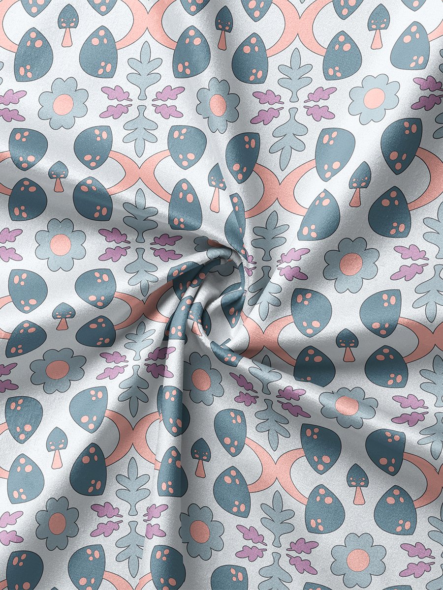 Mushroom Glade Blue Seamless Pattern product image (2)