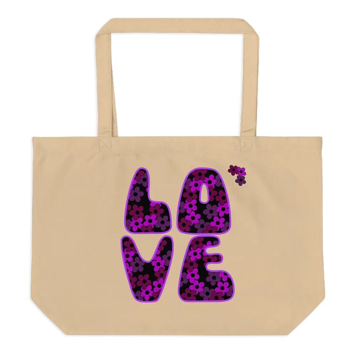 Fuchsia Pink LOVE Text Eco-Friendly Large Tote Bag product image (1)