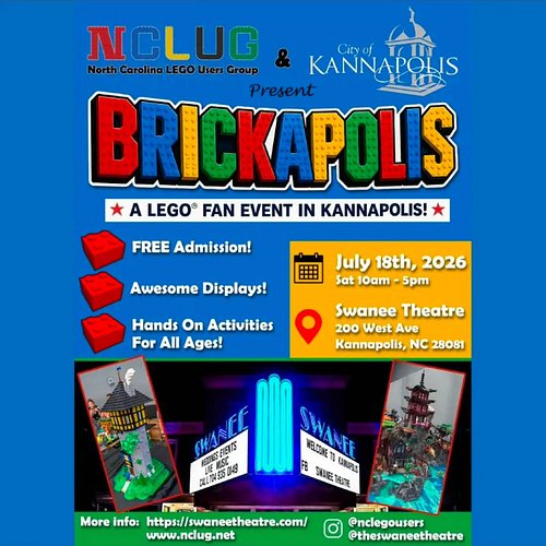 Details on the next show I'll be attending! Brickapolis, a brand new show on July 18th at the Swanee Theatre in Kannapolis, N...