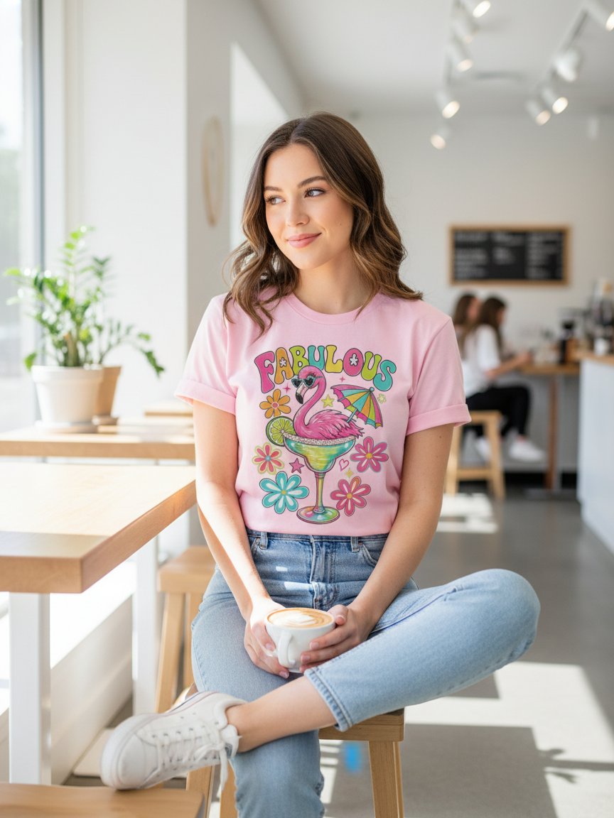 FABULOUS Flamingo Cocktail Tee product image (46)